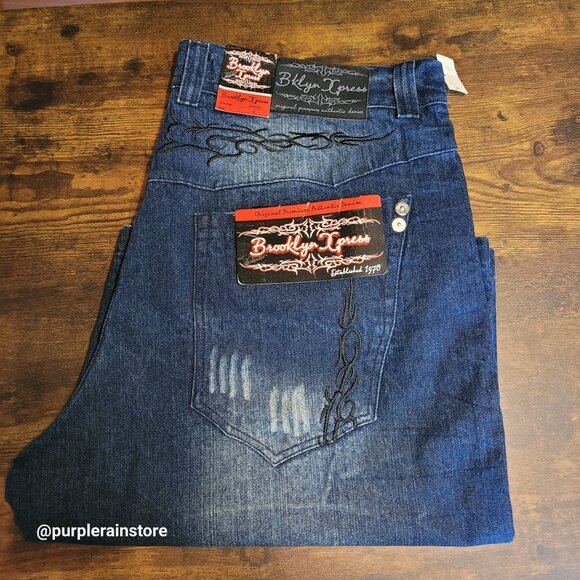 Vtg Brooklyn Express Baggy Shorts Tag 42 Measures 40 Embroidered Streetwear NWT - Picture 3 of 12